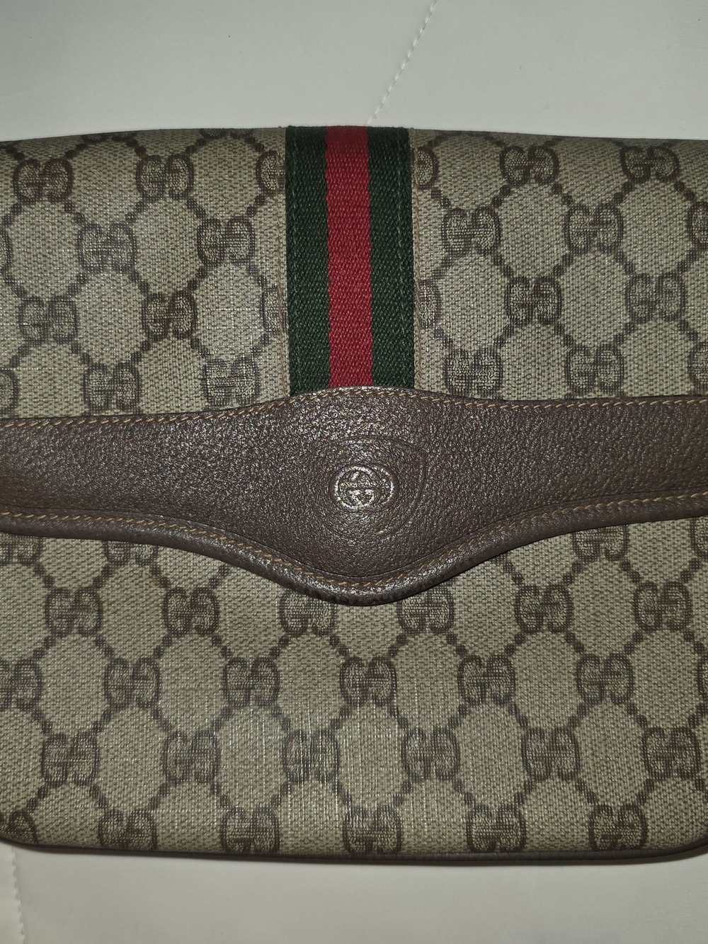GUCCI GG Supreme Web Sherry Line Crossbody Bag - PVC, Mono, Gold Accents